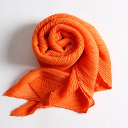 Scarves YUDX Miyake Pleated Wide Long Silk Scarf Spring Summer Autumn Winter Cape Women Windscreen Shawl Shoulder Designer Korean Scarf 230807