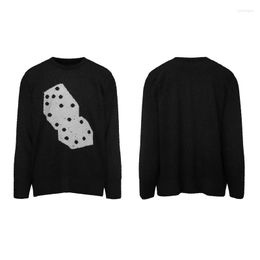 Men's Sweaters Japanese Dice Pattern Knitted Men Women High Quality Long Sleeve Loose Pullover Autumn Winter Streetwear Sweatshirts