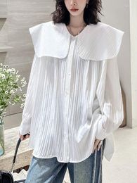 Women's T Shirts Simple Casual Square Collar Shirt For Women Loose Long Sleeve Solid Blouse 2023 Spring Autumn Female Blusas Top H059