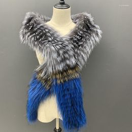 Scarves Winter Knitted Scarf Natural Fur Shawl Fluffy Sexy Warm Women Fashion Stylish Patchwork Female