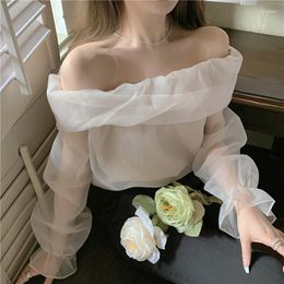 Women's Blouses Syeazeam Women Shirt French Elegant Pullover 2023 Gentle Temperament Mesh Top Simple Fashion Sexy Fairy Chic Niche Female