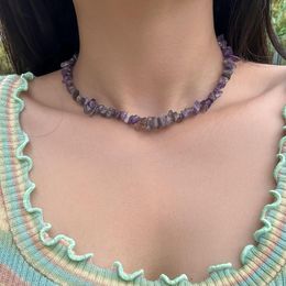 Choker Many Colors Jewelry Nice Accessoriy Boho Irregular Natural Stone Necklace Women Vintage Bead Clavicle Chain Aesthetic Y2K