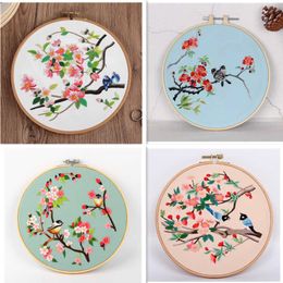 Chinese Products Set DIY Stamped Embroidery Starter with Flower Tree Pattern Cloth Color Threads Tools Sewing Art Craft Home Decor Gift