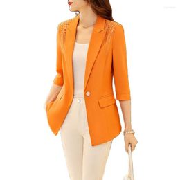 Women's Suits 2023 Spring Summer Blazer Women Coat Casaco Feminino Cardigan Outfits Outerwear Fashion Orange Basic Jacket Woman Clothes