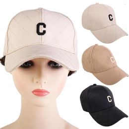 Ball Caps Down Cotton Embroidery Peaked Hat Men Rhombic Winter Baseball Cap Girl C Letter Korean Style