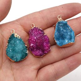 Pendant Necklaces Natural Stone Druzys Agate Water Drop Shape Charms For Jewellery Making DIY Necklace Earrings Accessories 20x30-25x45mm