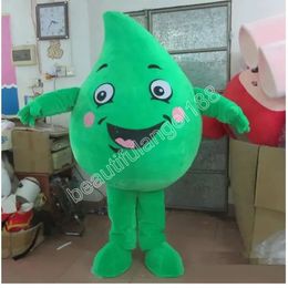 Green water drop Mascot Costume Cartoon Character Outfit Suit Halloween Party Outdoor Carnival Festival Fancy Dress for Men Women