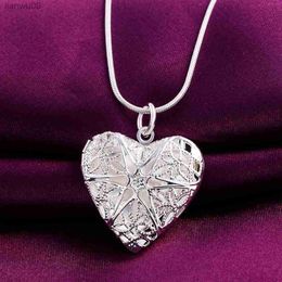 New 925 Sterling Silver romantic Pattern heart photo frame Pendant Necklace For Women Holiday gift fashion party wedding Jewellery L230704