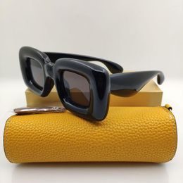 Óculos de sol espesso e pesado com escudo estético de acetato para mulheres, preto, designer de marca de moda, óculos de sol legais e futuristas
