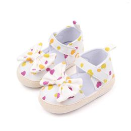 First Walkers 0-18Months Kids Shoes Bowknot Heart Prints Soft Soled Non Slip Socks Baby Floor Spring Autumn Zapatos