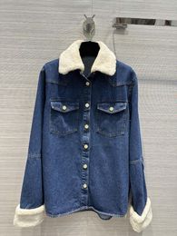 Women's Knits Denim Coat Furry Collar Detachable Temperament Lapel H Loose Version Type Fashion 2023 Fall