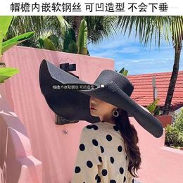 Wide Brim Hats Straw Hat Foldable Seaside Beach Female Oversized Summer Vacation Sun Women Visor