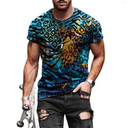 Men's T Shirts Summer Vintage T-shirt With 3D Printing Colourful Elements Casual Loose Fitting Short Sleeved Sports Round N