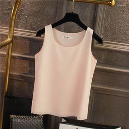 Women's Tanks Spring And Summer Loose Sleeveless Double Layer Chiffon Top Suit Bottom Suspended Tank Female Star Same Shirt