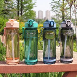 Water Bottles 800ml Sports Bottle For Camping Hiking Transparent BPA Free Plastic Cup Fitness Straw Kettle Large Capacity