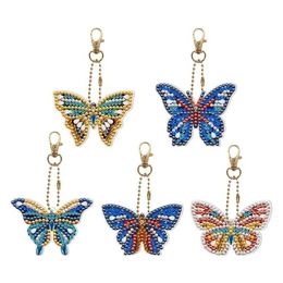Chinese Products 5D DIY Butterfly Diamond Painting Keychain Pendant Full Drill Diamond Embroidery Cross Stitch Merry Christmas Decoration