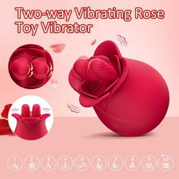 Massager Rose Shape Vibrator Double Tongue Teasing Nipple Clitoral Irritator Licking Vaginal G-spot for Women Adult 18
