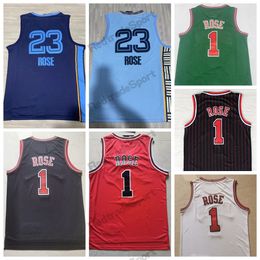 S Vintage 2010 Derrick #1 Basketballtrikots Schwarz Rot Weiß Streifen Grün Ed Shirts Herren S-XXL #23 Rose Jersey