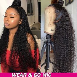 Human Hair Capless Wigs Glueless Kinky Curly Human Hair Wig 13x4 HD Transaparent Front Wig Ready To Wear Mongolian Jerry Curl Wig deep curly Closure wig x0802