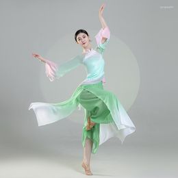 Stage Wear Classical Dance Performance Elegant Exercise Clothing Chinese Classic Ethnic Fan Yangko Costume Suit