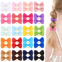 Newborn Grosgrain Ribbon Pigtail Hair Bows Elastic Hair Ties Hair Bands Holders Baby Hair Accessories for Girls Infants