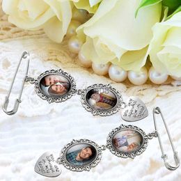 Pins Brooches Lacy Oval Bridal Charm Wedding Bouquet Photo Charm Pin Memorial Gift for Bride HKD230807