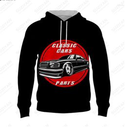 Men's Hoodies 2023 Men's Long Sleeve Hooded Pullover Top Pocket 3D Print Plus Size Harajuku Spring Autumn Clothing Car Collection