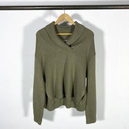 Women's Sweaters Women Sweater 2023 Fall And Winter Mud Grey Green Fruit Collar Knit Long-sleeved V-neck Pullover