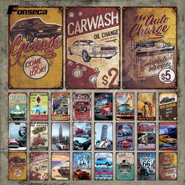 Dad's Garage Metal Sign Vintage Custom Rods Tin Sign Plate Route 66 Iron PlateCar Wash Metal Poster Wall Art Stickers for Garage Home Man Cave Room Decor 30X20CM w01