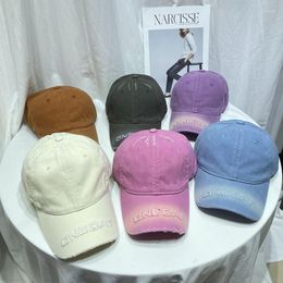 Ball Caps Korean Fashion Tie-dye Letter Embroidered Baseball Cap Women Spring And Summer Casual Versatile Soft Top Hole Men Sun Gorras