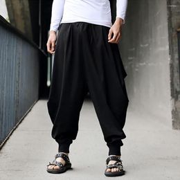 Men's Pants Harem Cotton Linen Festival Baggy Solid Trousers Retro Gypsy Oversized Cross-pants Harajuku Japanese Pantalon