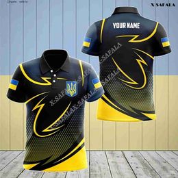 Ucraina Stemma Neon Style 3D Full Print Uomo Ventilat Polo Colletto Manica corta Street Wear Casual Tee Top Shirt