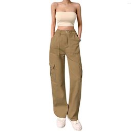 Women's Pants Cargo Women Commuting Fashion Versatile Casual Slim Fitting High Waist Multi Pocket Trouser Female Summer Autumn 2023