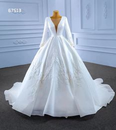 Modern Wedding dress O-neck Long Sleeves Illusion Ball Gown Dresses For Wedding SM67513