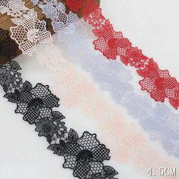 Chinese Products 4.5CM Wide Mesh Embroidery Lace Trimmings for Fringe Wedding Dress Patches Applique Fabric Sewing Materials