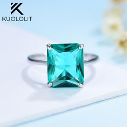 Wedding Rings Kuololit Stock Clearance Morganite Gemstone Rings for Women 925 Sterling Silver Ring Wedding Engagement Fine Jewelry 230804