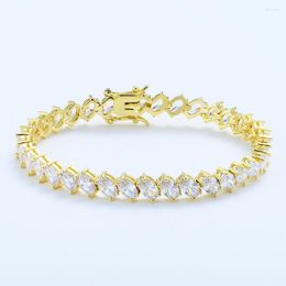 Strand Hiphop Copper 4 Claw Inlaid Oval Zircon Bracelet For Women Men Jewellery White Gold Plated Iced Out Tennis Chain