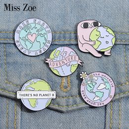 Protect The Earth Enamel Pins Custom Hes Your Back The Universe Brooches Lapel Badges Cartoon Funny Jewelry Gift for Friends