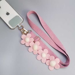 Corduroy Broadband Sub Neckless Small Flower Shoulder Neck Strap Velvet Pendant Shell Universal Clip Chain Mobile Lanyard