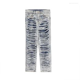 Men's Jeans Hip Hop Y2k Broken For Men Ripped Casual Straight Baggy Denim Trousers Harajuku Oversize Washed Frayed Jean Pants