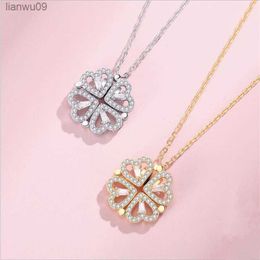 Classic Crystal Clover Leaf Pendant Necklace For Lady Birthday Gift Pure Silver 925 Chain Necklace Women Choker Accessories Gold L230704