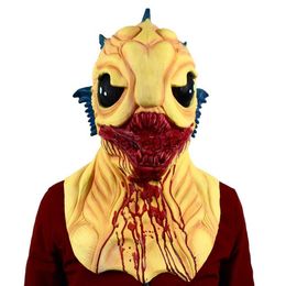 Party Masks Monster Fish Creature Mask Halloween Creepy Dress Up Latex Novelty Costume Full Head Horror Masks J230807