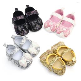 First Walkers Born Baby Girl Shoes Toddlers Babies PU Anti-Slip Princess Sequins Bowknot Infant Casual Soft Sole