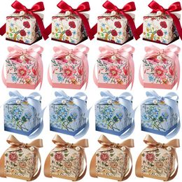 Gift Wrap 20/50Pcs Candy Boxes Floral Pattern Paper Snack Goodie Chocolate For Wedding Birthday Banquet Party Favour Supplies