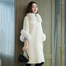 Women's Fur Autumn Winter Imitation Sheep Shearing Jacket Women Overcoat Long Collar Warm Parker Coat Loose Particle Wool Coats