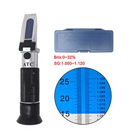 Refractometers 032% Refractometer Brix Sugar Beer ATC Refratometro Concentration Tester Measurement Wort SG Liquor Alcohol Metre 1.0001.120 230804