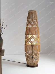 Floor Lamps Japanese-Style Retro Rattan Rope Handmade Chinese Zen Designer Living Room Bedroom Bedside