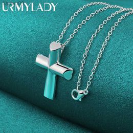 URMYLADY 925 Sterling Silver Cross 1618202224262830 Inch Pendant Necklace For Women Jewellery Wedding Fashion Gift L230704