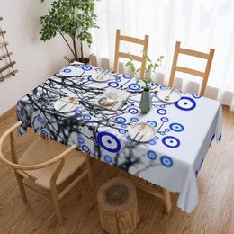 Table Cloth Rectangular Waterproof Oil-Proof Turkish Evil Eye Tree Tablecloth Cover 40"-44" Fit Mediterranean Amulet