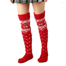 Women Socks Women's Christmas Knitted Thigh High Boot Extra Long Winter Stockings Over Knee